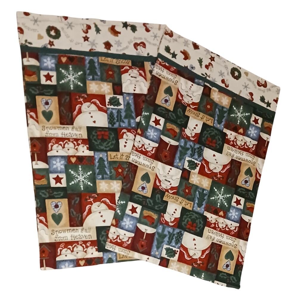 Set of 2 Handmade of Let it Snow Christmas Pillow Cases. 19Wx29L